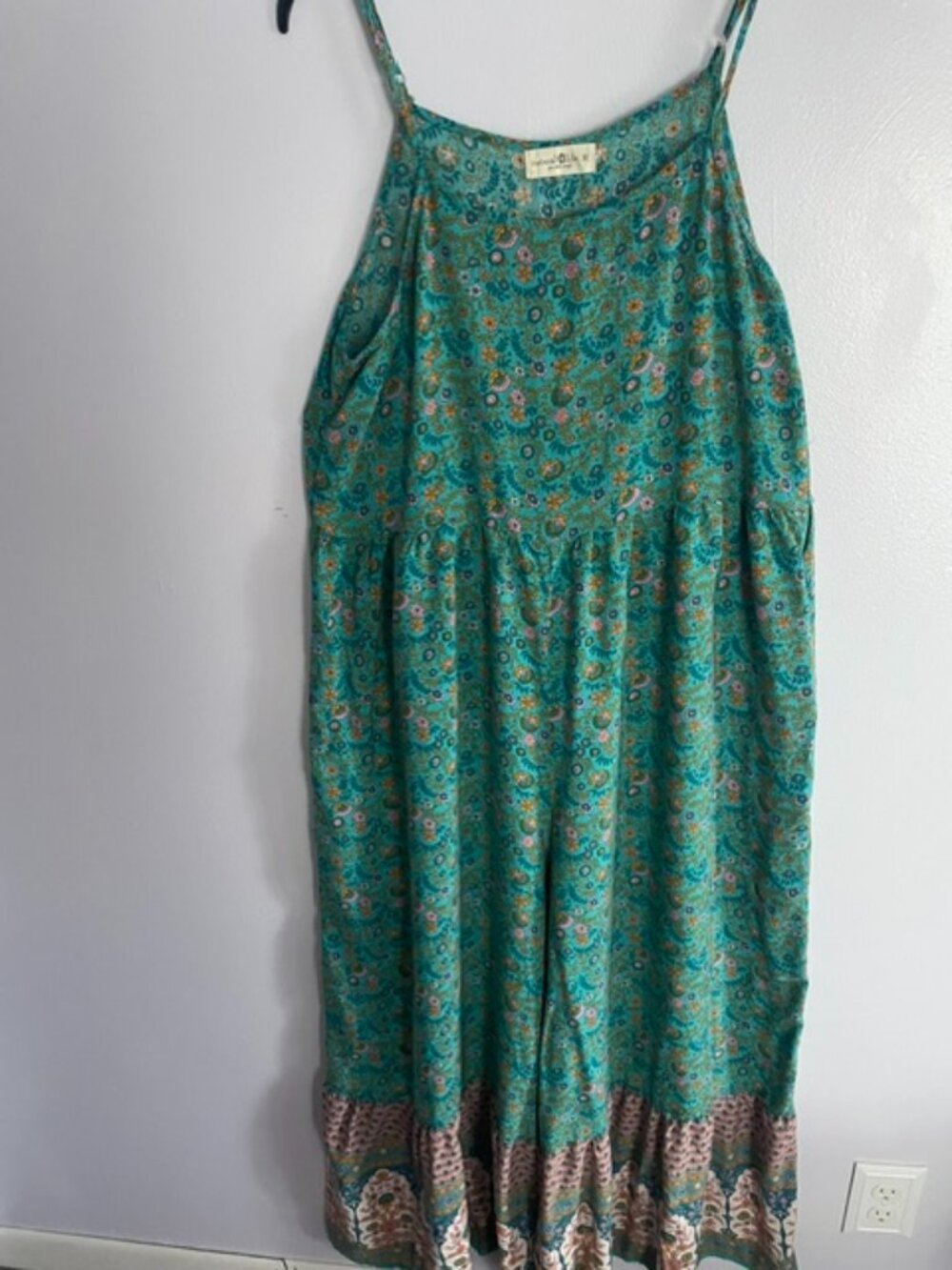 Natural Life, Turquoise, BOHO, wide-legged, floral jumper, size M